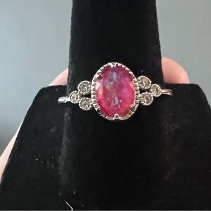 Beautiful rubellite ring. 925 Sterling Silver. 
Size 7
